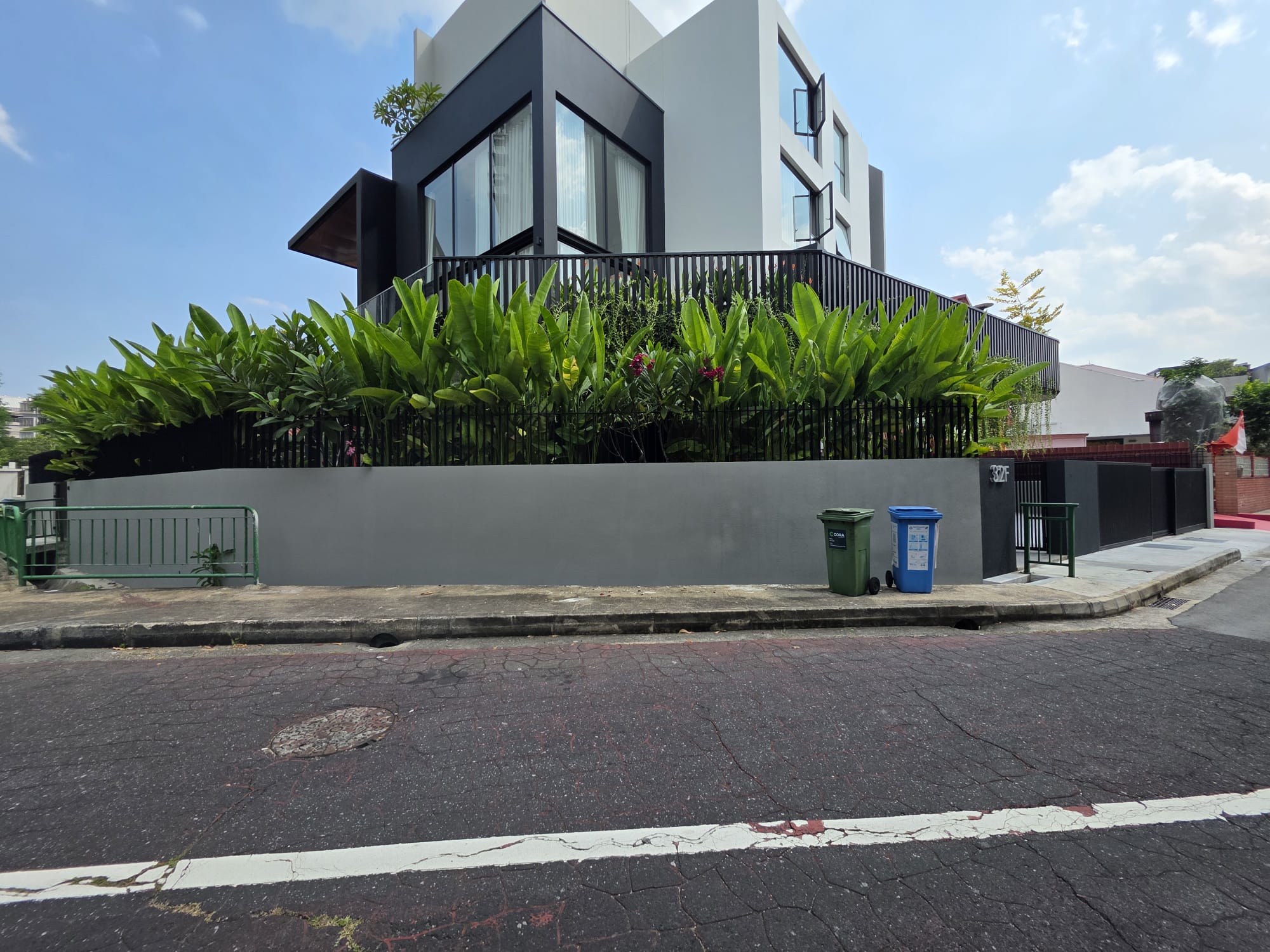 Telescopic Sliding Gate, Fence & Boundary Mild Steel Railing | Kovan Completed Project | STEELDIOS