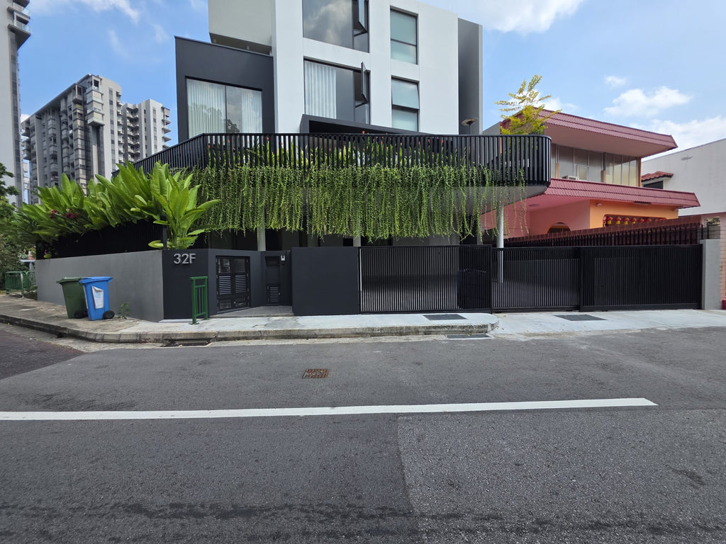Telescopic Sliding Gate, Fence & Boundary Mild Steel Railing | Kovan Completed Project | STEELDIOS