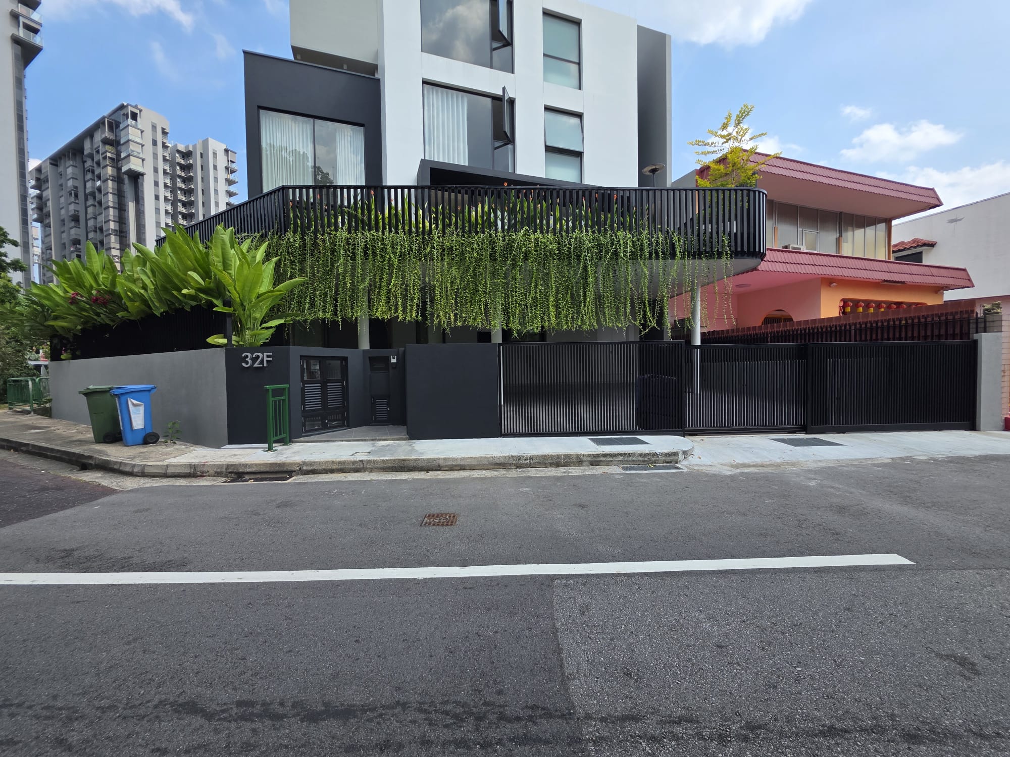 Telescopic Sliding Gate, Fence & Boundary Mild Steel Railing | Kovan Completed Project | STEELDIOS
