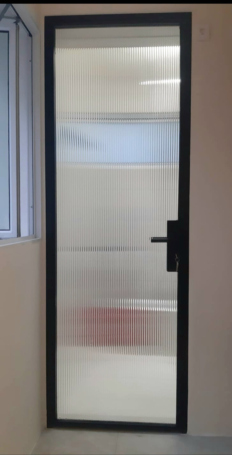 Mild steel frame - steel glass door 4 (Toilet Door) / Fluted tempered glass