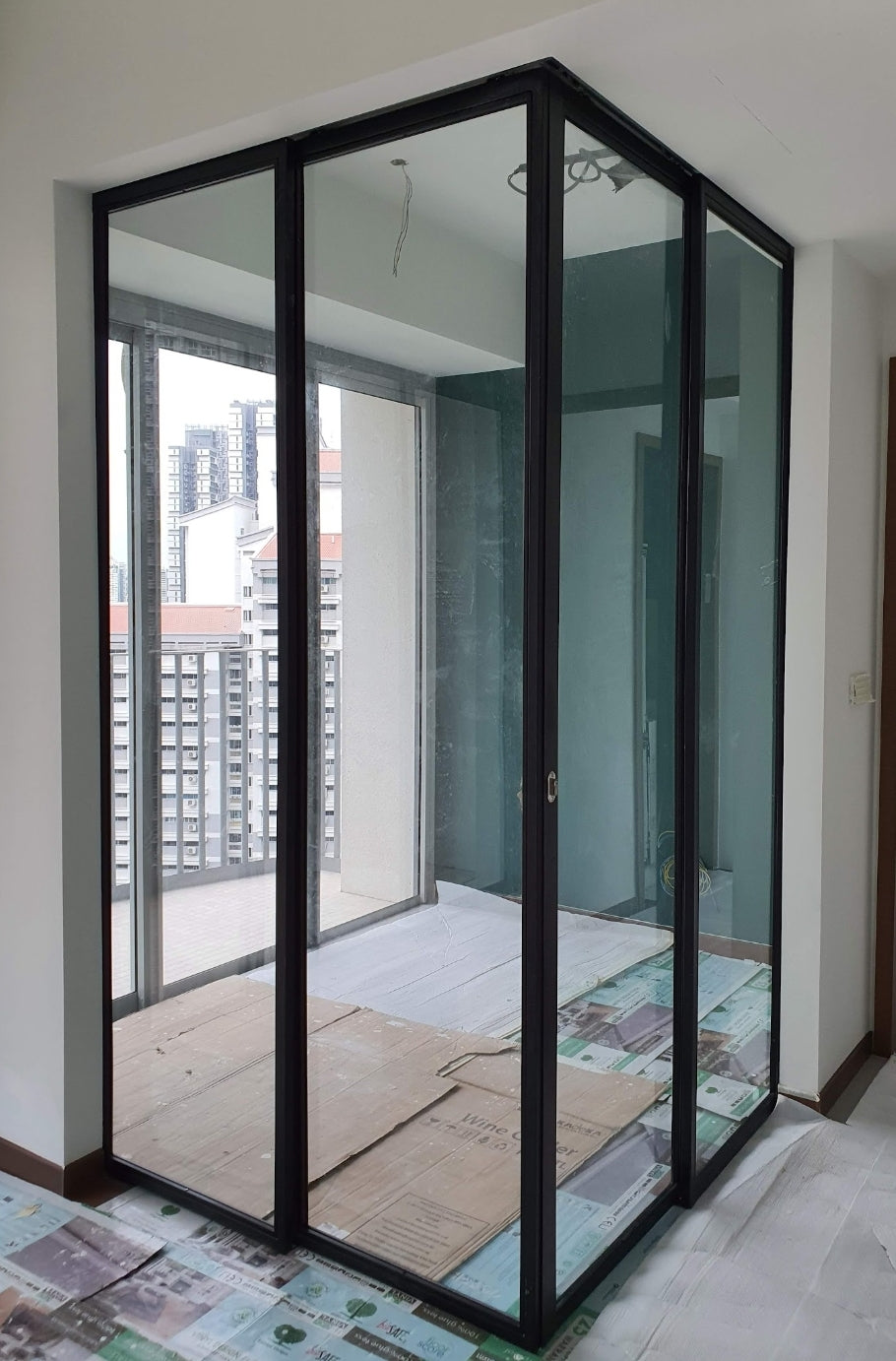 Mild steel glass door series - steel glass bi fold door 11 (Room Enclosure)