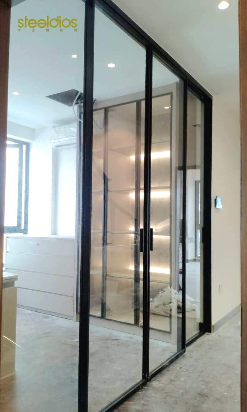 Alumé TeleSlide Sliding System - Clear Tempered Glass (Synchronised Ultra Slim Sliding) / aluminium glass door