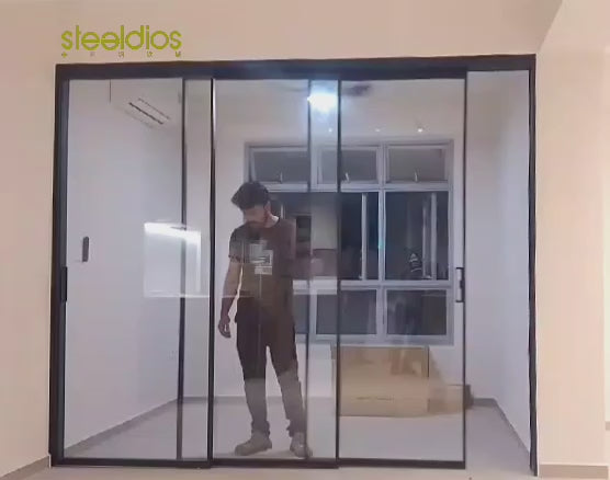 Alumé TeleSlide Sliding System - Clear Tempered Glass (Synchronised Ultra Slim Sliding) / aluminium glass door