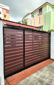 Mild Steel Driveway gate 5 - Aluminium wood infill (Inclusive of Outdoor PU Paint)