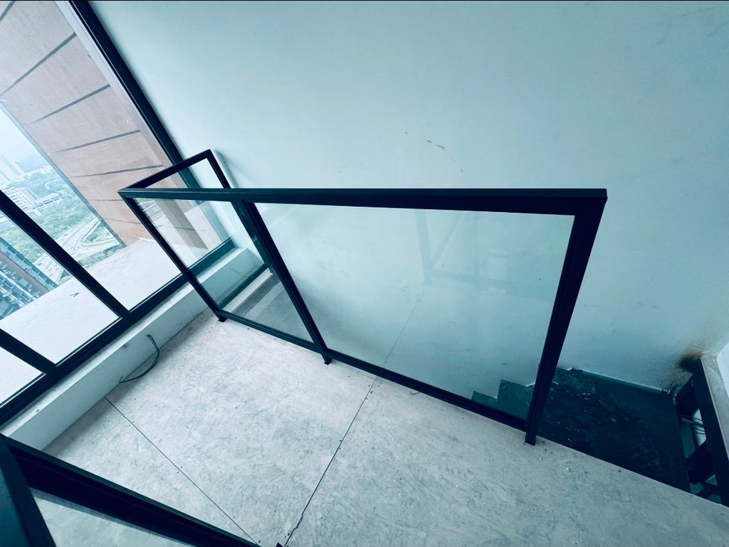 Mild Steel Mezzanine & Lami-Tempered Glass Railing | Queensway Condo Living Room