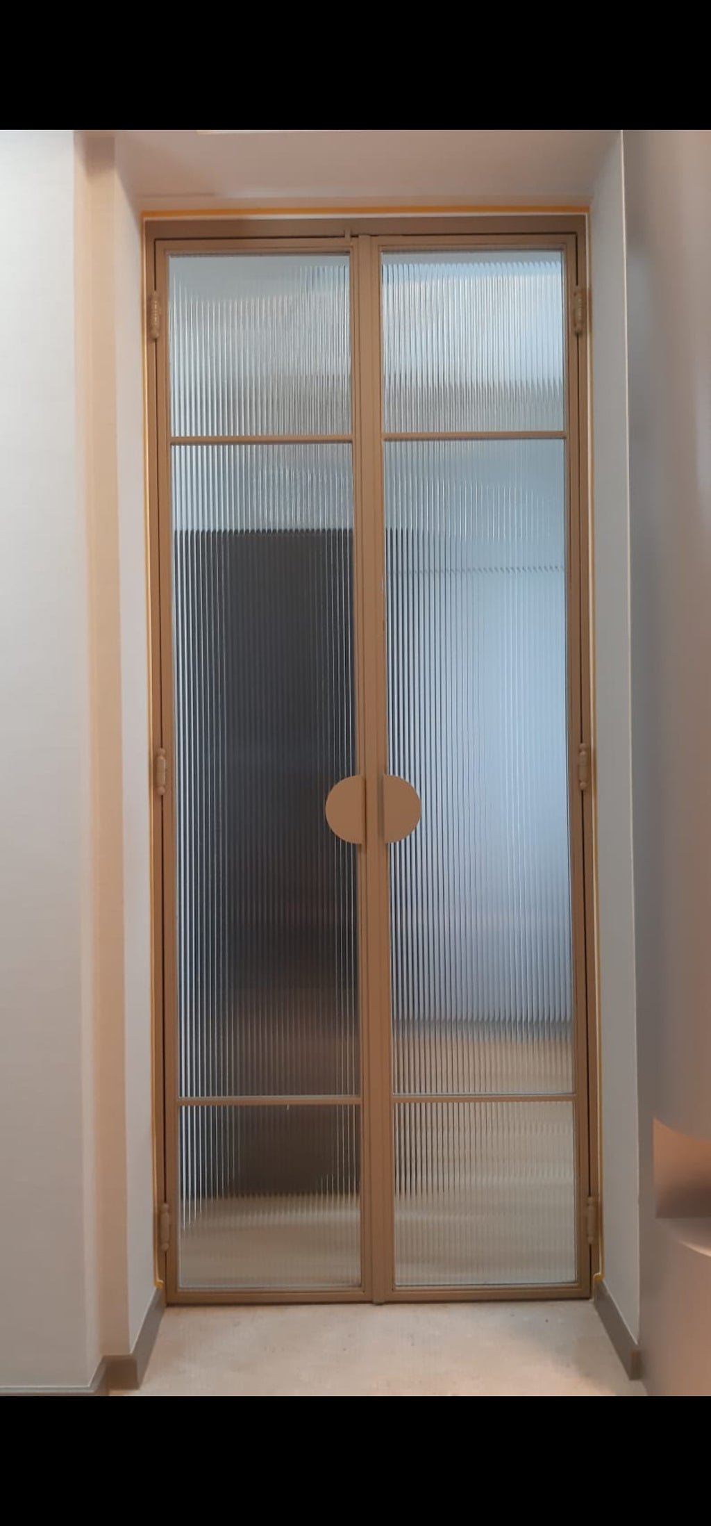 Mild steel Arc design glass door series 16 - 2 Panel Swing (Tempered Fluted Glass)(French Door)