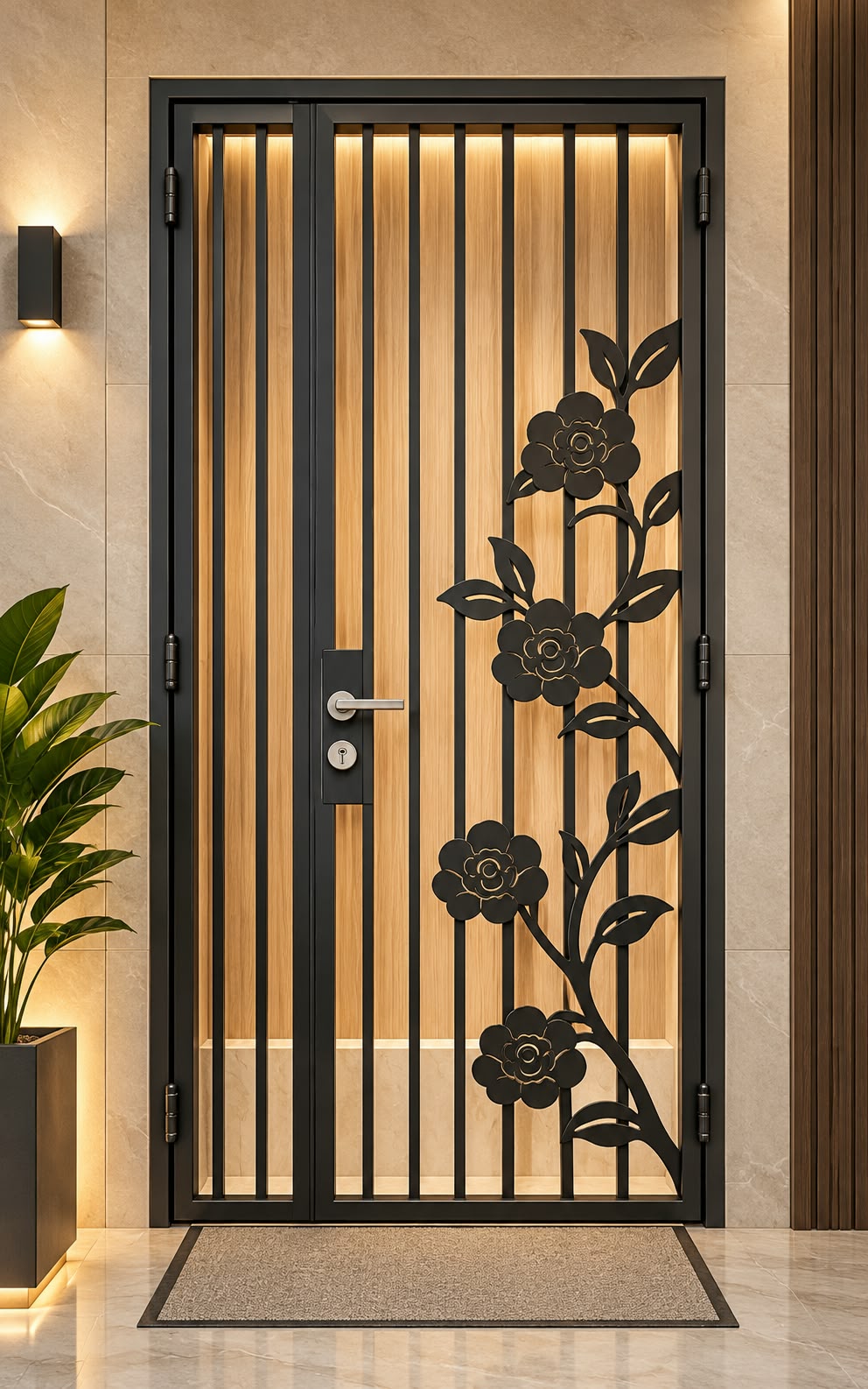 kato simplify laser cut mild steel gate 1037 (Floral & Nature)