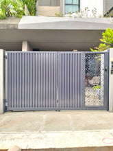 Load image into Gallery viewer, Mild Steel Louvre + Aluminium Driveway gate 14 (Bi-fold + Motor System)

