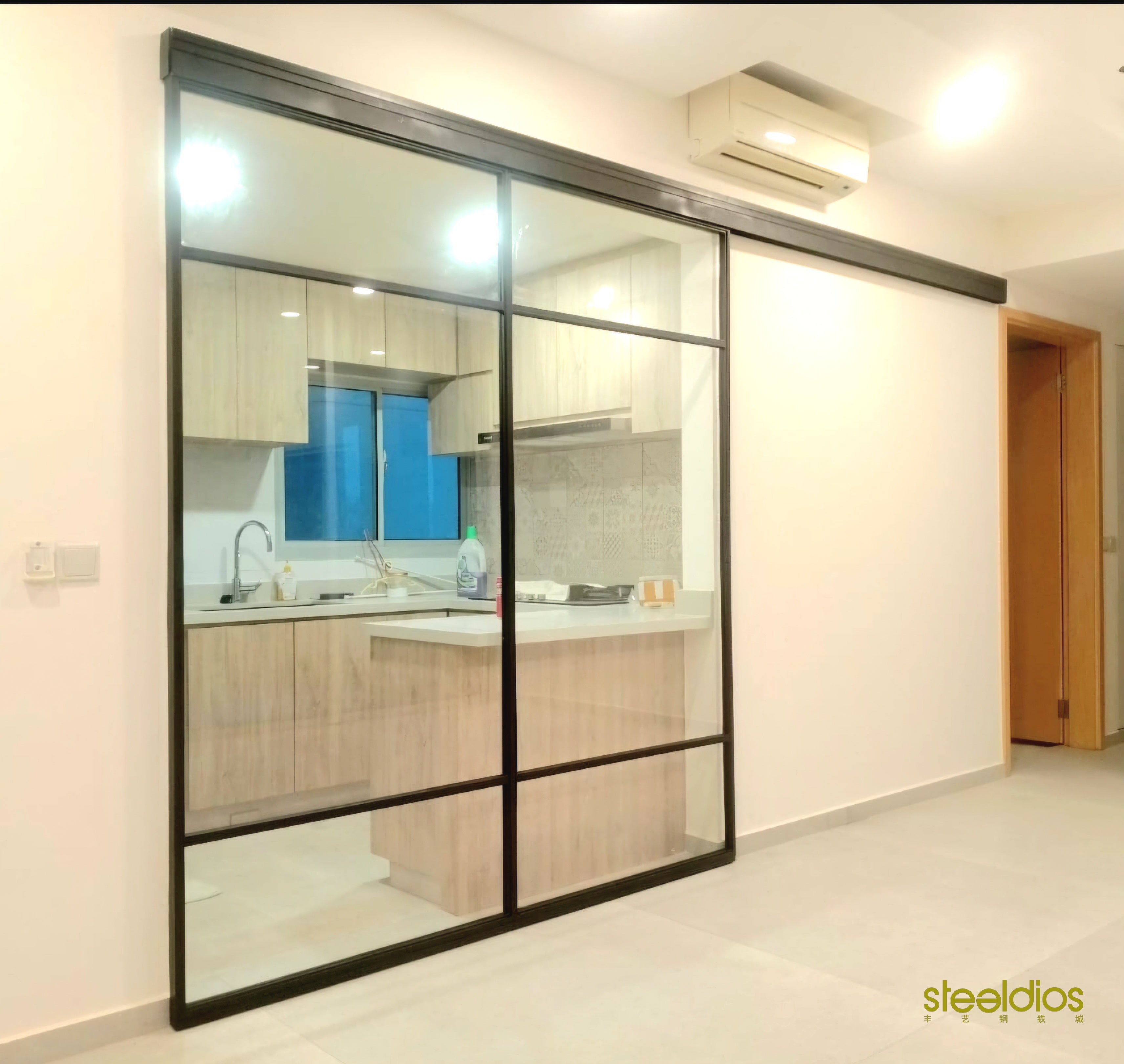 Mild steel glass door series 15 - Bi Fold glass door (Kitchen Entrance Door)