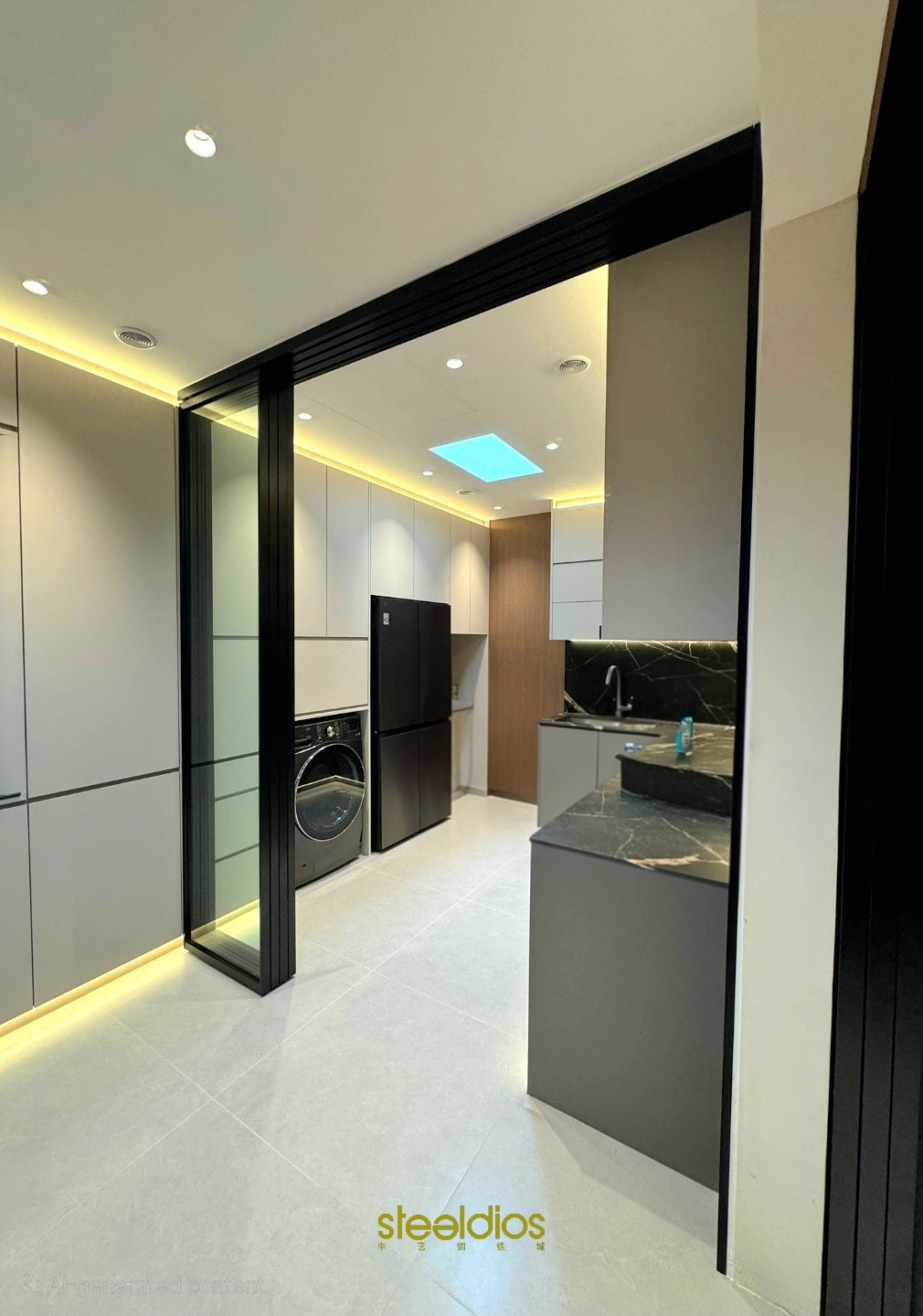 Alumé TeleSlide Sliding System - Clear Tempered Glass (Synchronised Ultra Slim Sliding) / aluminium glass door
