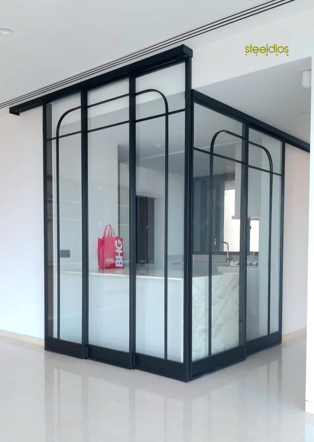 Mild steel glass door series 15 - Bi Fold glass door (Kitchen Entrance Door)