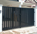 Mild steel Driveway gate 18 (Uneven Vertical Slats- Aluminium infill) (Inclusive of Outdoor PU Paint)