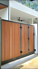 Load image into Gallery viewer, Mild Steel Driveway Gate 3 - Bi Fold Aluminium Wood Design (Inclusive of Outdoor PU Paint) (Gate + Bi-fold motor system set)
