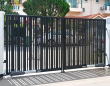 Load image into Gallery viewer, Mild steel Driveway gate 18 (Uneven Vertical Slats- Aluminium infill) (Inclusive of Outdoor PU Paint)
