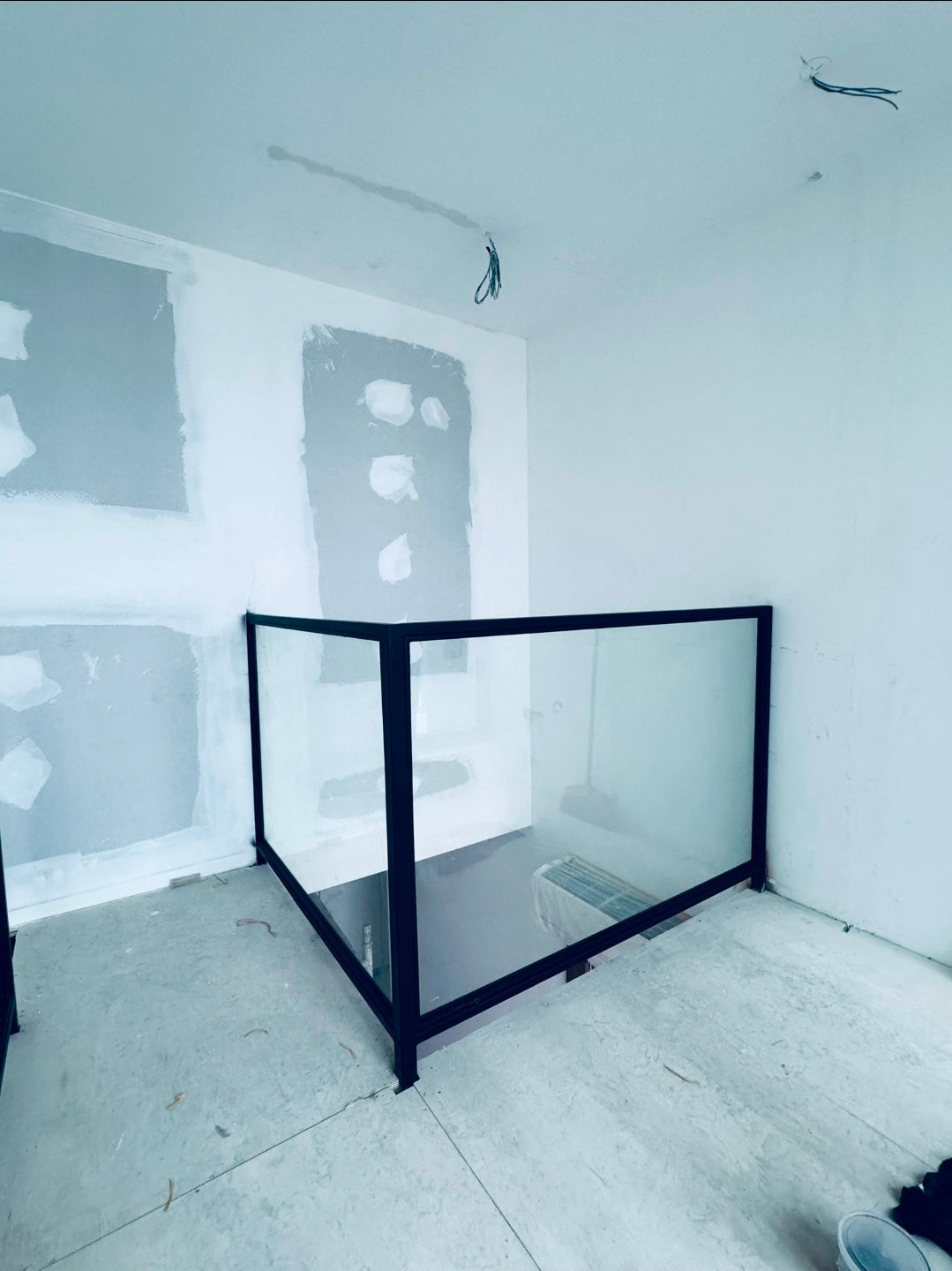 Mild Steel Mezzanine & Lami-Tempered Glass Railing | Queensway Condo Living Room