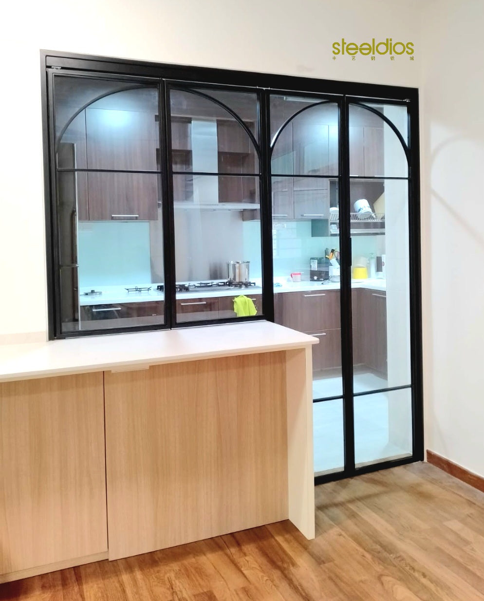 Mild steel glass door series 15 - Bi Fold glass door (Kitchen Entrance Door)