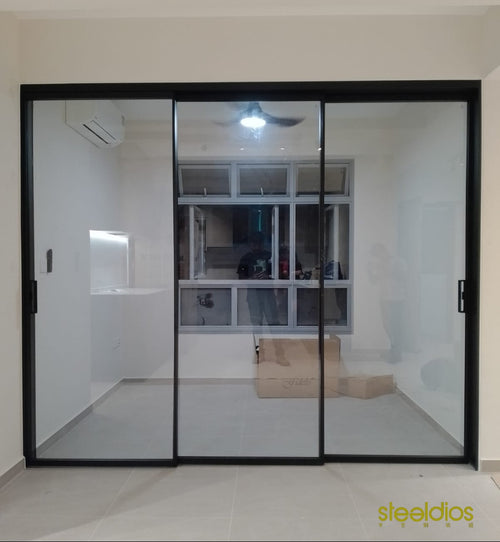 Alumé TeleSlide Sliding System - Clear Tempered Glass (Synchronised Ultra Slim Sliding)