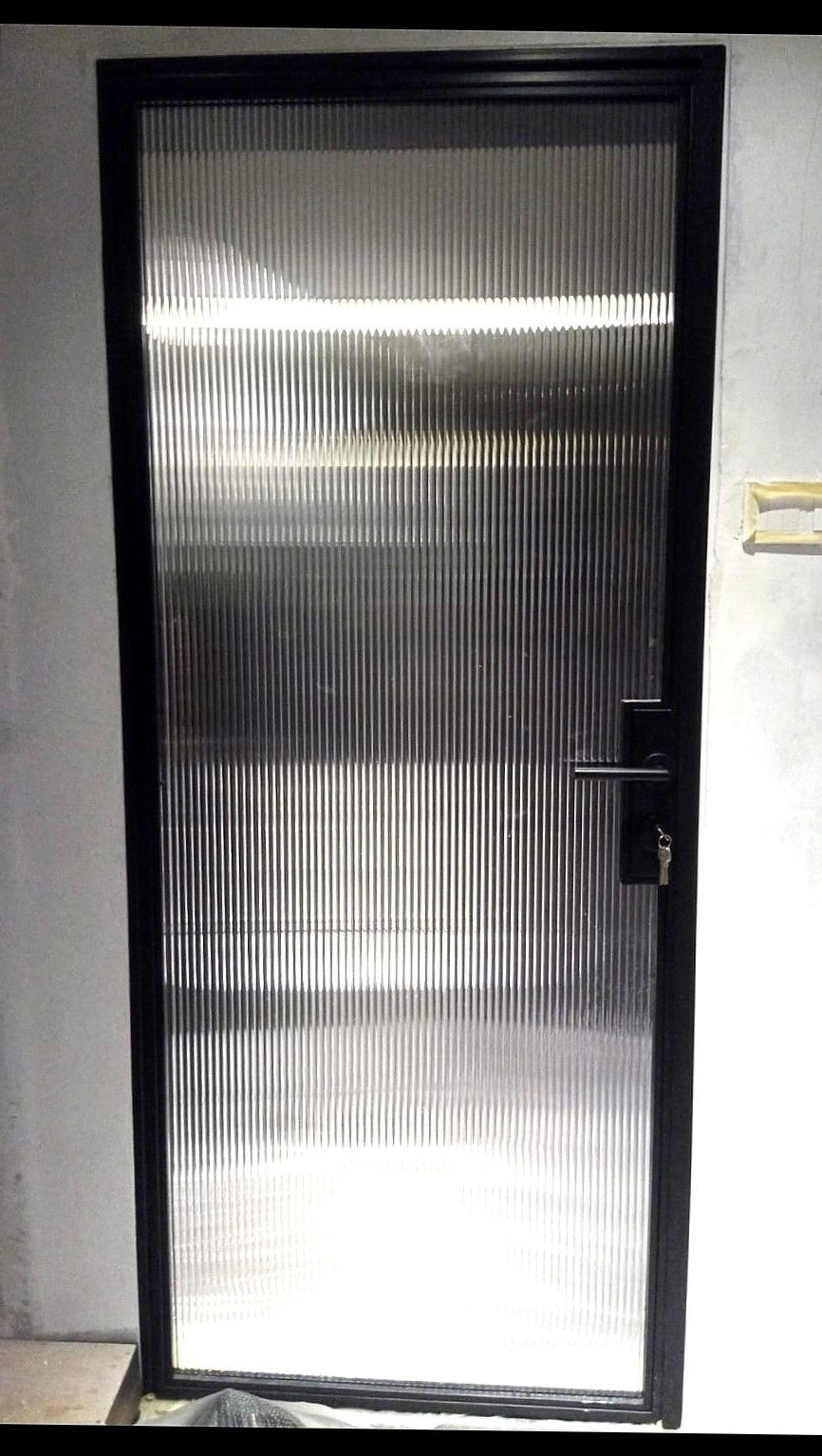 Mild steel frame - steel glass door 4 (Toilet Door) / Fluted tempered glass