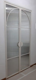 Mild steel Arc design glass door series 16 - 2 Panel Swing (Tempered Fluted Glass)(French Door)