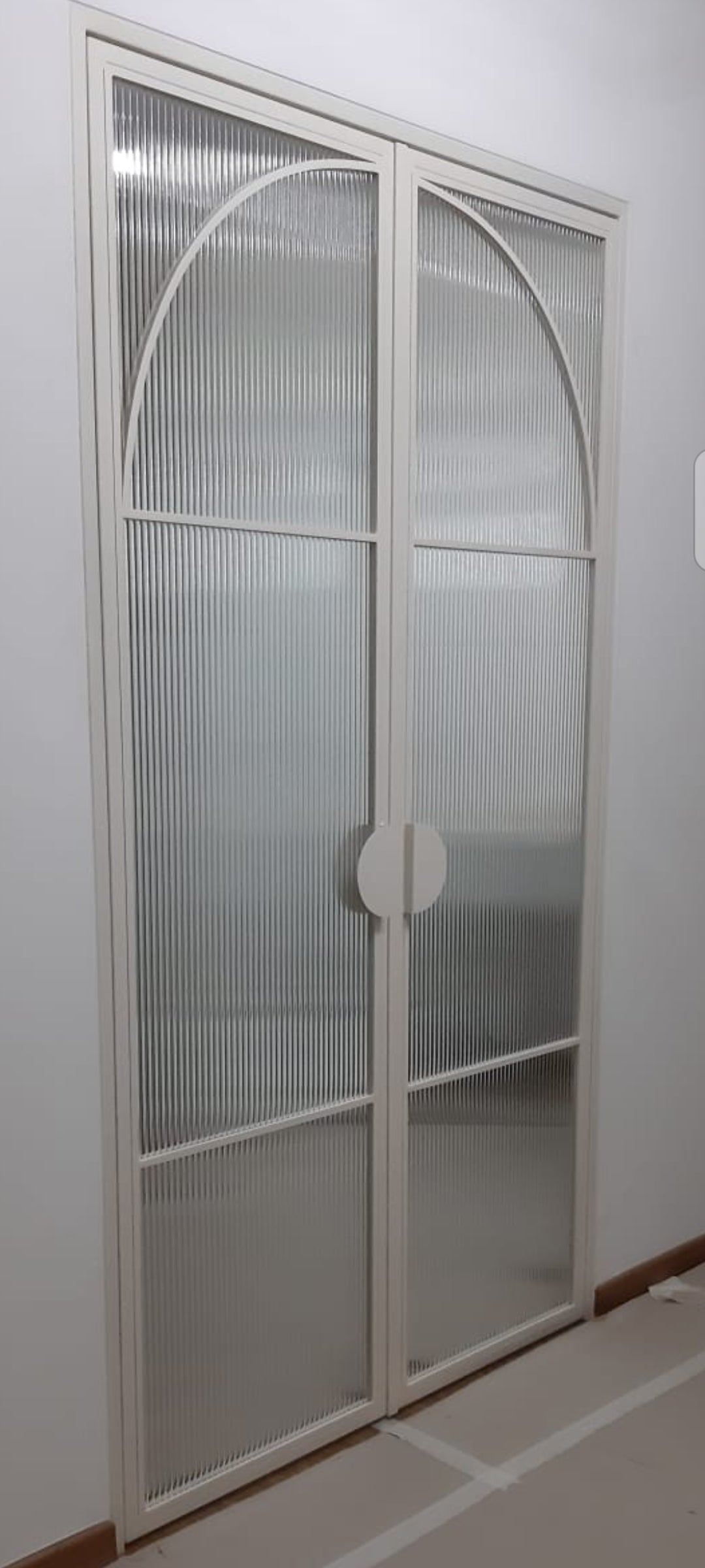 Mild steel Arc design glass door series 16 - 2 Panel Swing (Tempered Fluted Glass)(French Door)