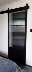 Mild steel frame glass door 2 (Barn Door - Soft Close Sliding Door)