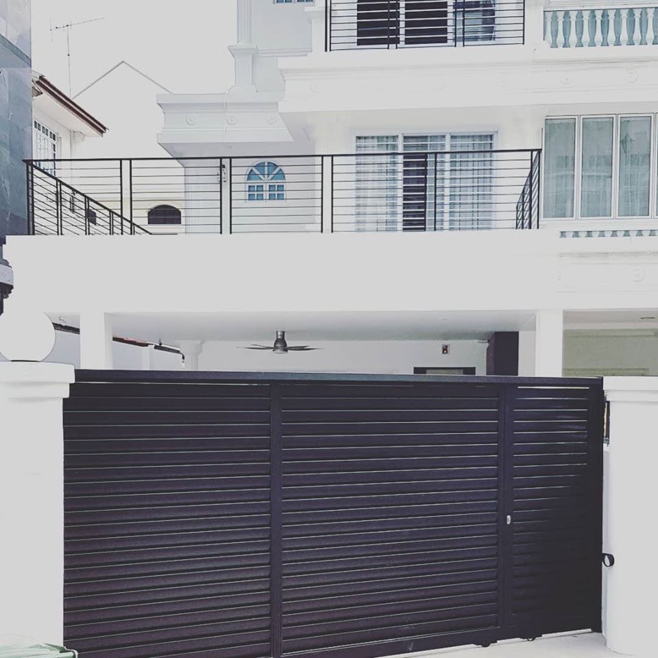 Louvre Landed Sliding Gate & Mild Steel Railing | Eunos / Kembangan Completed Project | STEELDIOS